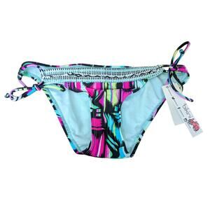 Bikini Lab‎ Swimsuit Bottom Small Pink Blue String Bikini Aztec Geometric Print